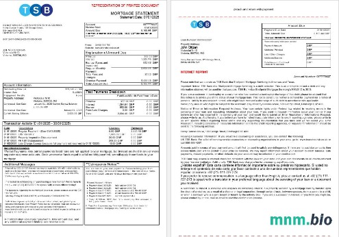 Wielka Brytania TSB Bank wyciąg z kredytu hipotecznego w formatach Word i PDF, 3 strony 1-2